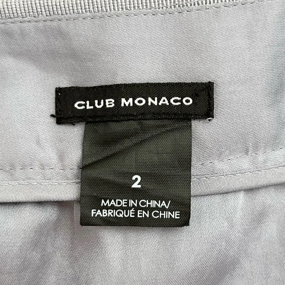 Club Monaco Silk Pleated Polka Dot Midi Skirt in‎ Gray and White, Size 2